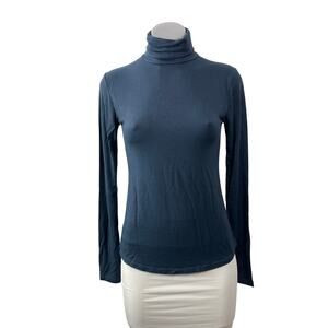 Kiragrace Women's Blue Long Sleeves Slim Fit Turtleneck Tee T-shirt Top Size M